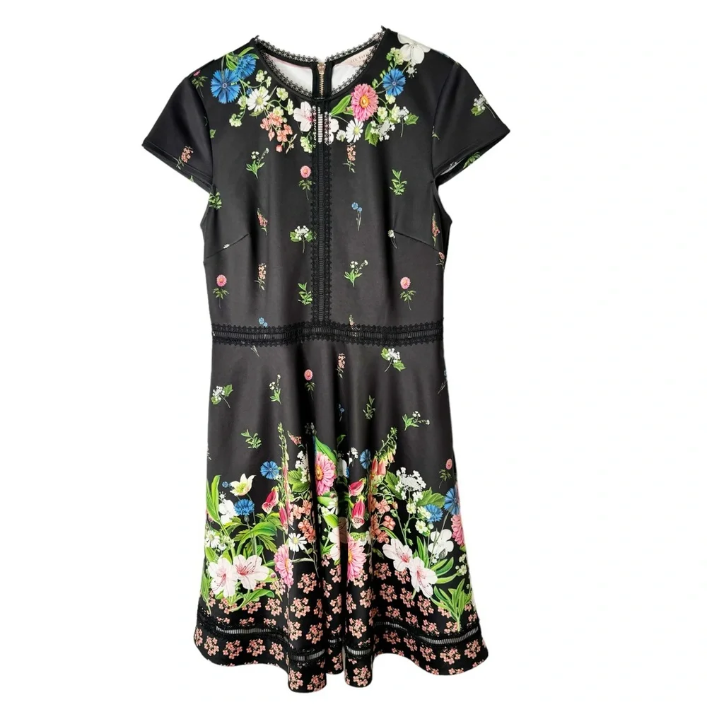 Ted Baker Daissie Florence Trim Skater Dress Size 3/Medium - Picture 7 of 12